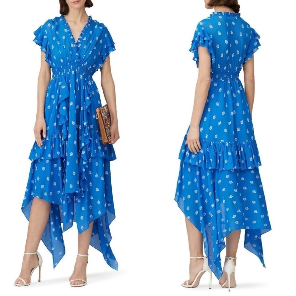 Anthropologie Shoshanna Yasmine Tiered Floral Midi Dress $418 size 4